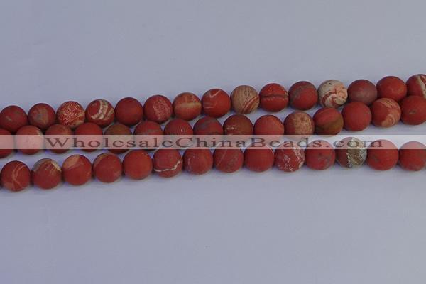 CRO934 15.5 inches 12mm round matte red jasper beads wholesale