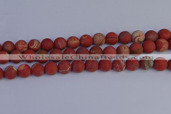 CRO935 15.5 inches 14mm round matte red jasper beads wholesale