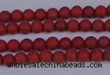 CRO940 15.5 inches 4mm round matte red jasper beads wholesale