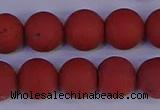CRO945 15.5 inches 14mm round matte red jasper beads wholesale