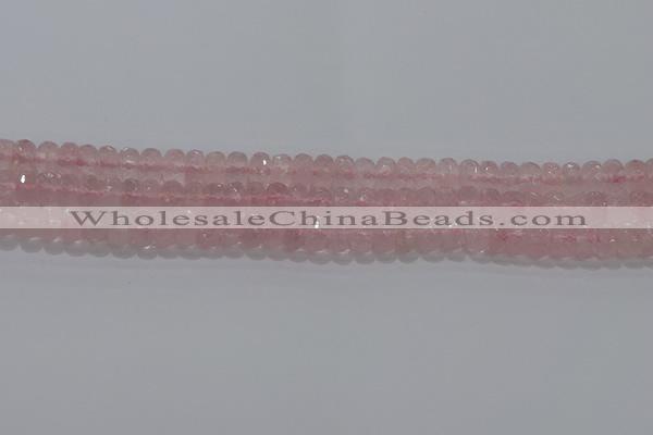 CRQ116 15.5 inches 5*8mm faceted rondelle rose quartz beads