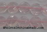 CRQ137 15.5 inches 10mm faceted coin natural rose quartz beads
