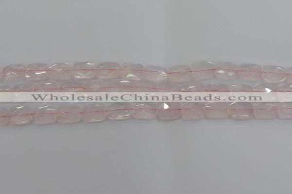 CRQ164 15.5 inches 10*14mm faceted rectangle natural rose quartz beads