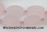 CRQ234 15.5 inches 13*20mm oval rose quartz beads wholesale
