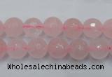 CRQ264 15.5 inches 10mm faceted round rose quartz beads