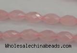 CRQ351 15.5 inches 8*12mm faceted rice rose quartz beads