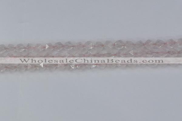 CRQ401 15.5 inches 6mm faceted nuggets rose quartz beads