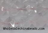 CRQ403 15.5 inches 10mm faceted nuggets rose quartz beads