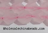 CRQ409 15.5 inches 12mm faceted nuggets matte rose quartz beads