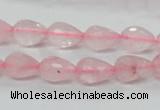 CRQ42 15.5 inches 8*12mm faceted teardrop natural rose quartz beads