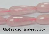 CRQ45 15.5 inches 10*30mm faceted teardrop natural rose quartz beads