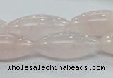 CRQ59 15.5 inches 12*30mm rice natural rose quartz beads wholesale