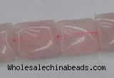 CRQ624 15.5 inches 16*16mm square rose quartz beads wholesale
