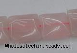 CRQ625 15.5 inches 18*18mm square rose quartz beads wholesale
