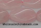CRQ646 15.5 inches 20*30mm twisted oval rose quartz beads