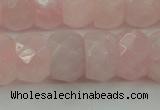 CRQ686 15.5 inches 8*14mm faceted rondelle rose quartz beads