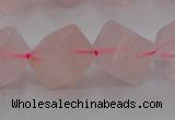 CRQ694 15.5 inches 10*10mm cube rose quartz beads wholesale