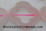 CRQ712 15.5 inches 38mm carved flower rose quartz beads