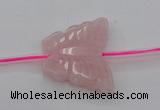 CRQ716 15.5 inches 25*30mm carved butterfly rose quartz beads