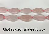CRQ757 15.5 inches 25*40mm flat teardrop rose quartz beads