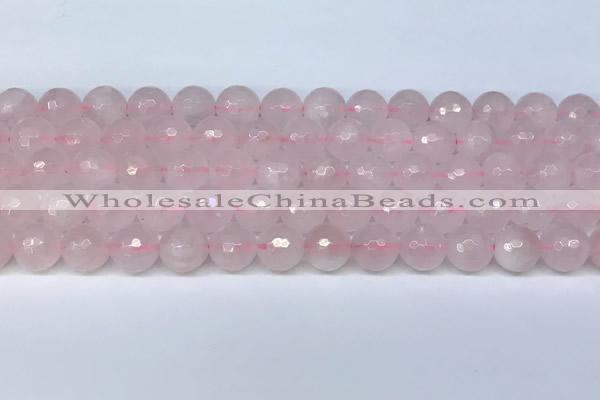 CRQ798 15.5 inches 10mm faceted round rose quartz gemstone beads