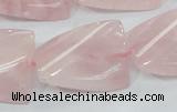 CRQ83 15.5 inches 20*30mm twisted rectangle natural rose quartz beads