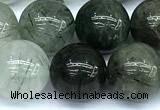 CRU1044 15 inches 12mm round green rutilated quartz beads