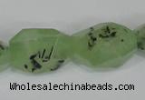 CRU217 12*20mm – 18*25 faceted nuggets green rutilated quartz beads
