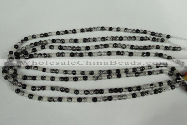 CRU301 15.5 inches 5mm round black rutilated quartz beads