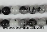 CRU304 15.5 inches 10mm round black rutilated quartz beads