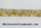 CRU667 15.5 inches 6mm faceted round golden rutilated quartz beads
