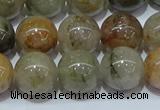 CRU904 15.5 inches 12mm round green rutilated quartz beads wholesale