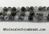 CRU932 15.5 inches 14mm round black rutilated quartz beads wholesale