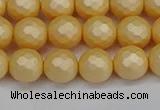 CSB1822 15.5 inches 8mm faceetd round matte shell pearl beads