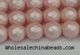 CSB1832 15.5 inches 8mm faceetd round matte shell pearl beads