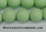 CSB1995 15.5 inches 14mm faceted round matte shell pearl beads