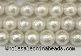 CSB2200 15.5 inches 4mm round wrinkled shell pearl beads wholesale