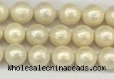 CSB2210 15.5 inches 4mm round wrinkled shell pearl beads wholesale