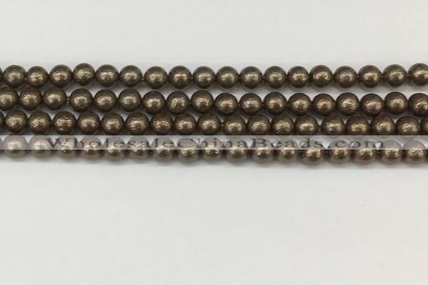 CSB2310 15.5 inches 4mm round wrinkled shell pearl beads wholesale