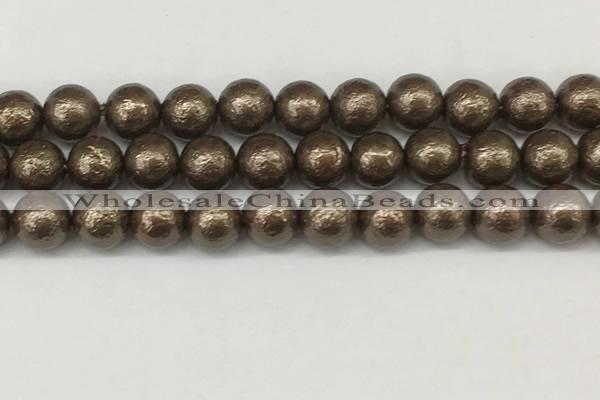 CSB2314 15.5 inches 12mm round wrinkled shell pearl beads wholesale
