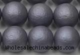 CSB2483 15.5 inches 10mm round matte wrinkled shell pearl beads