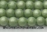 CSB2530 15.5 inches 4mm round matte wrinkled shell pearl beads