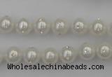 CSB426 15.5 inches 10mm round shell pearl with rhinestone beads