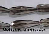 CSQ115 10*30mm faceted teardrop grade AA natural smoky quartz beads