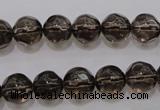 CSQ240 15.5 inches 10mm faceted round grade AA natural smoky quartz beads