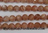 CSS502 15.5 inches 7mm faceted round natural golden sunstone beads