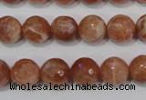 CSS506 15.5 inches 11mm faceted round natural golden sunstone beads