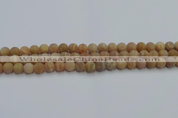 CSS652 15.5 inches 8mm round matte sunstone beads wholesale
