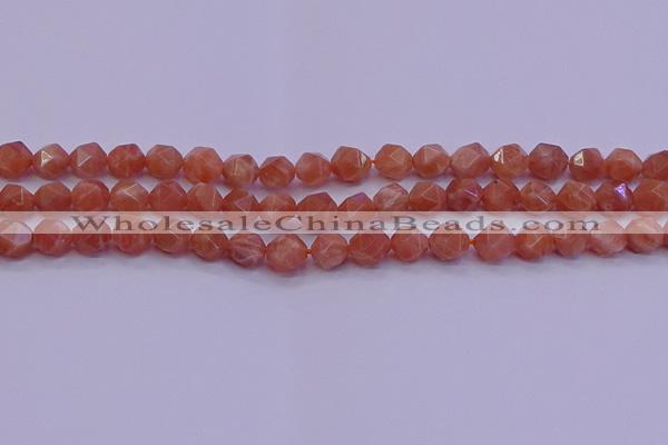 CSS682 15.5 inches 8mm faceted nuggets natural sunstone beads