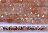 CSS835 15 inches 2mm faceted round golden sunstone beads